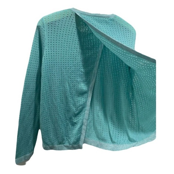 Rag & Bone Ariana Open Knit Flyaway Cotton Sweater Turquoise Small Orig $298 - Picture 1 of 9